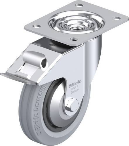 Blickle Lenkrolle LE-VPP 150R-FI-SG-FA mit Feststeller, Farbe Silber, Rad-Durchmesser: 15 cm, Tragfähigkeit: 135 kg - Bild 1