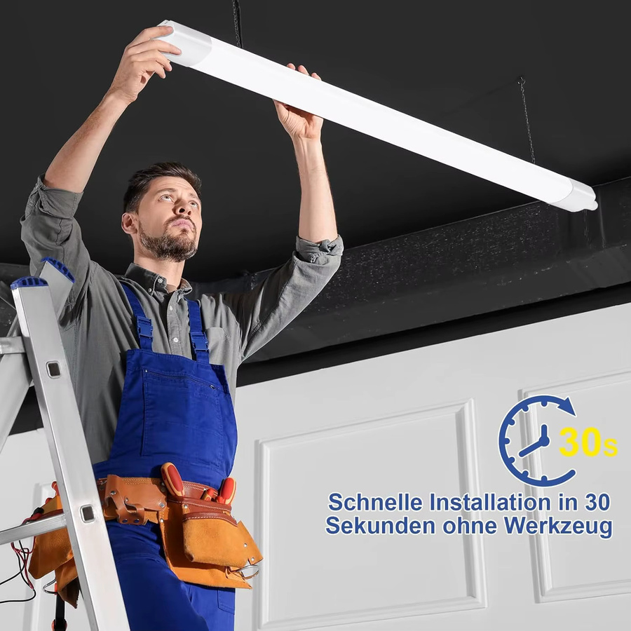 Oraymin LED-Deckenleuchte mit Bewegungssensor, 36 W, 4000 K, IP65 wasserdicht, Farbe: Weiß, Länge: 120 cm - Bild 5