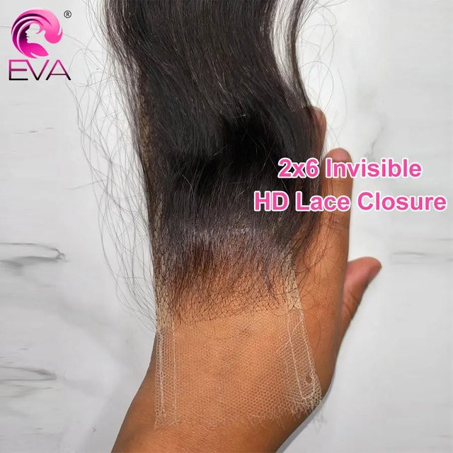 Eva Hair HD-Spitzenverschluss Echthaarverschluss, 2x6, gerade/körperwellen - Bild 1