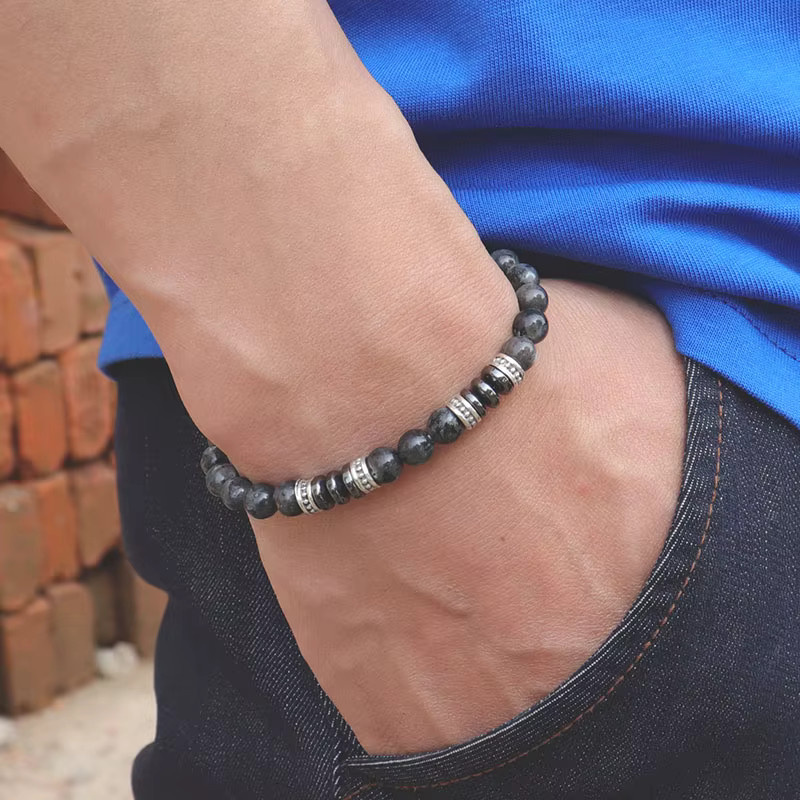 diffone Armband, Tiger Augen, Fossil, Hämatit, Schwarz, Unisex - Bild 1