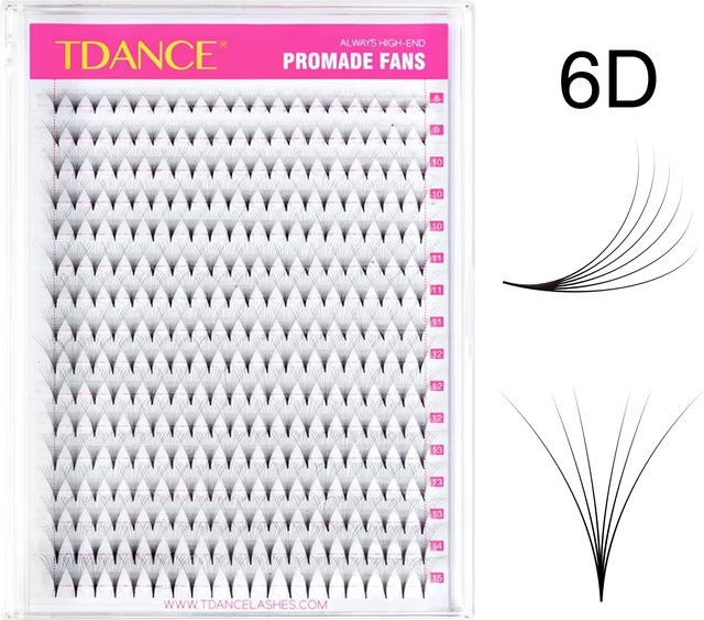 TDANCE 320 Vorgefertigte Fächerwimpern, 6D Volumen-Fächer, Mittelstiel - Bild 1