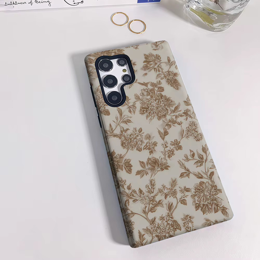 Beige Pfingstrosen-Handyhülle für Samsung Galaxy S25 Ultra, S24 und S23 Ultra Plus mit glänzender doppellagiger Rückseite - Bild 2