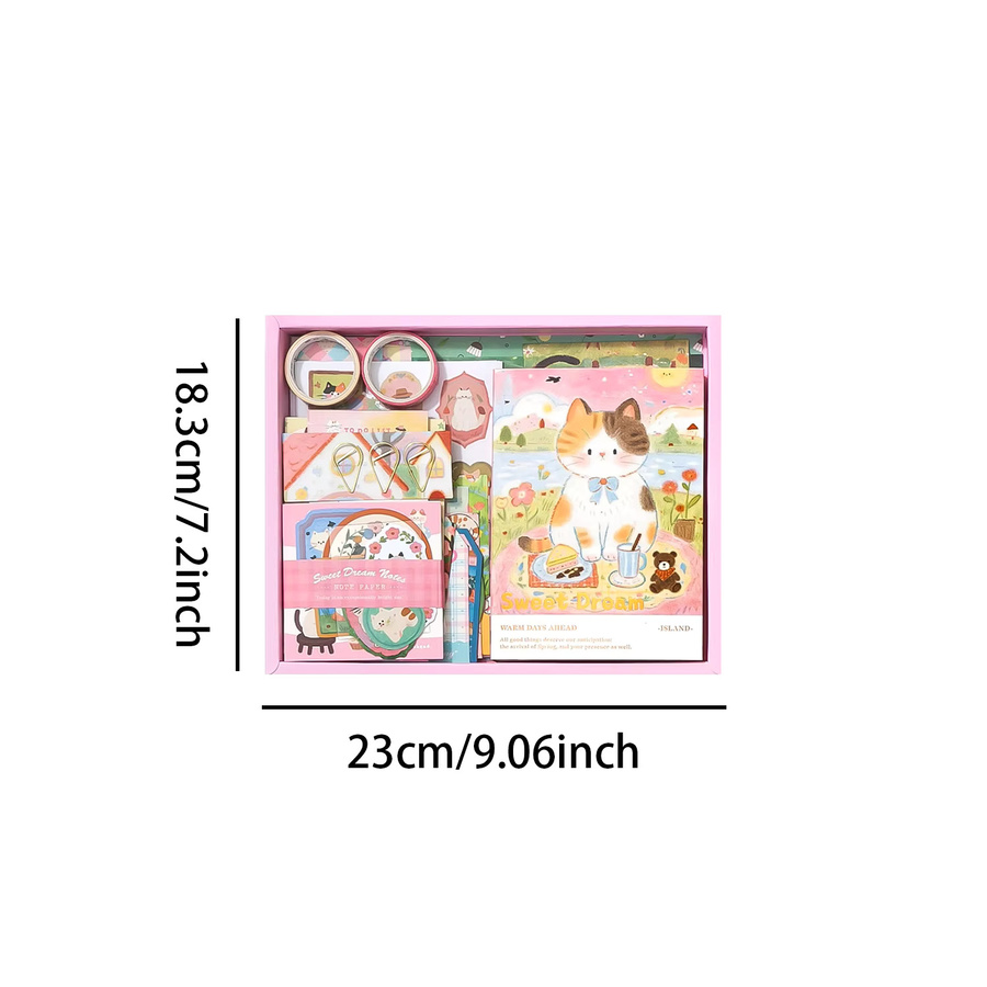 Kawaii Katzen-Tagebuch Schreibwaren-Geschenkbox mit Washi-Tape, Aufklebern und Notizpapier in Multicolour - Bild 2