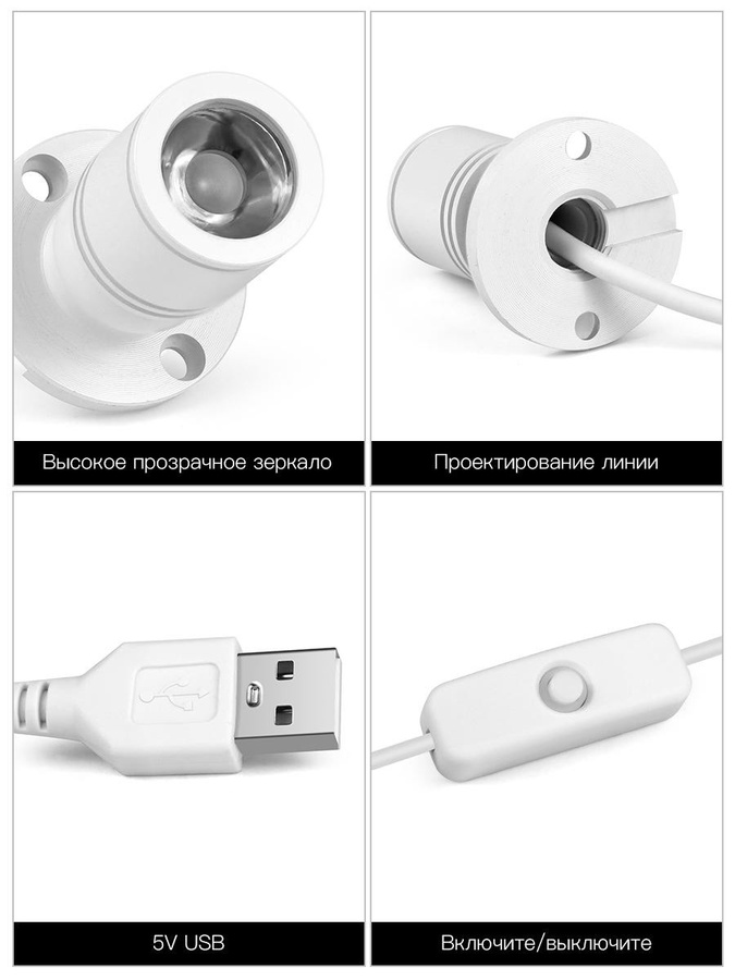 MALITAI Mini USB LED Spot Licht aus Aluminium, drehbarer Strahler in Schwarz für Vitrine, Schrank und Regal - Bild 4