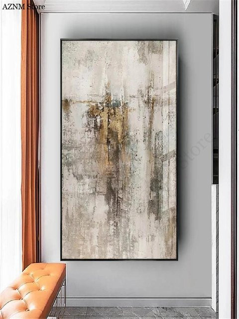 Potdemiel Abstrakte Leinwand Wandkunst Nordic Design in Grau und Kupfer mit Textur für dein Wohnzimmer - Bild 1