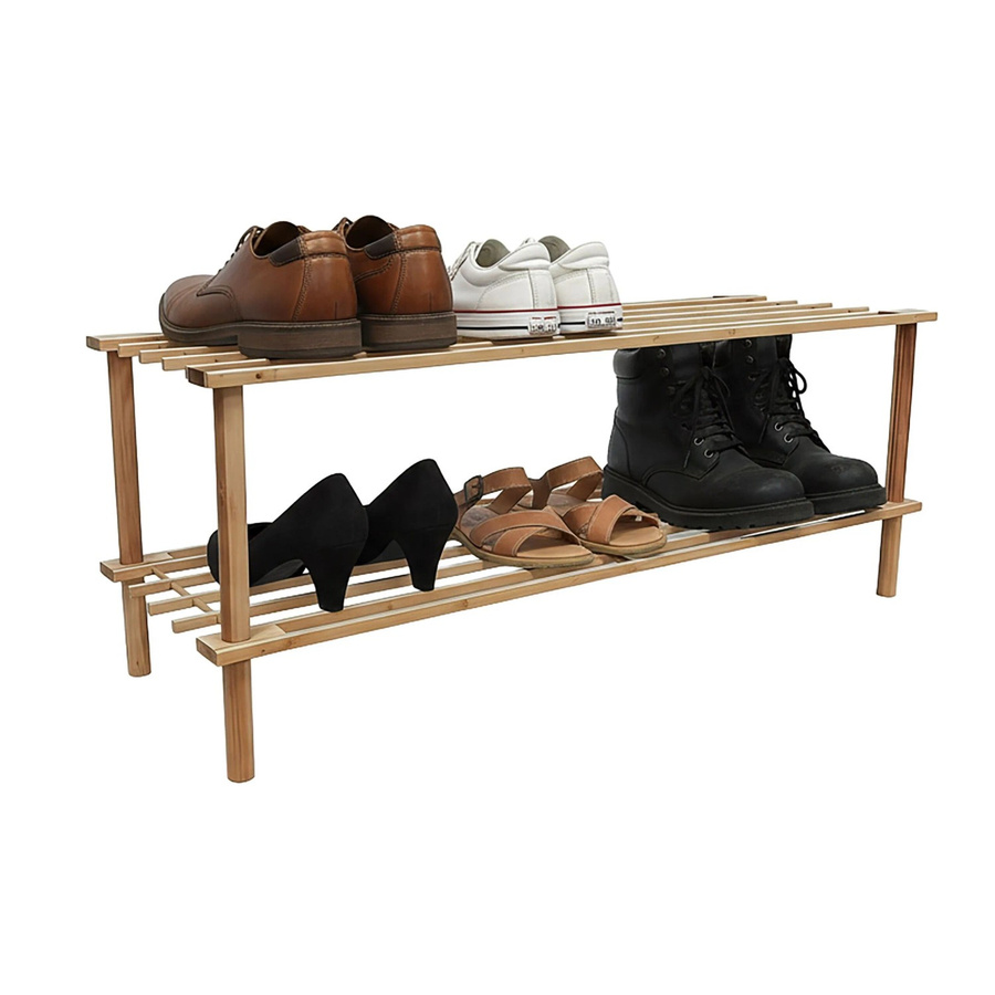 Relaxdays Schuhregal aus Bambus in Natur/Braun mit 2 Ebenen, B/T/H: 30 x 26 x 74 cm - Bild 2