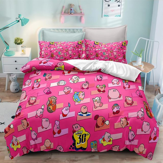 Flylo Kirby Bettwäscheset Pink, 3-teiliges Microfaser-Bettwäsche-Set mit Bettbezug und Kissenbezügen, B/H: 150 x 200 cm - Bild 1