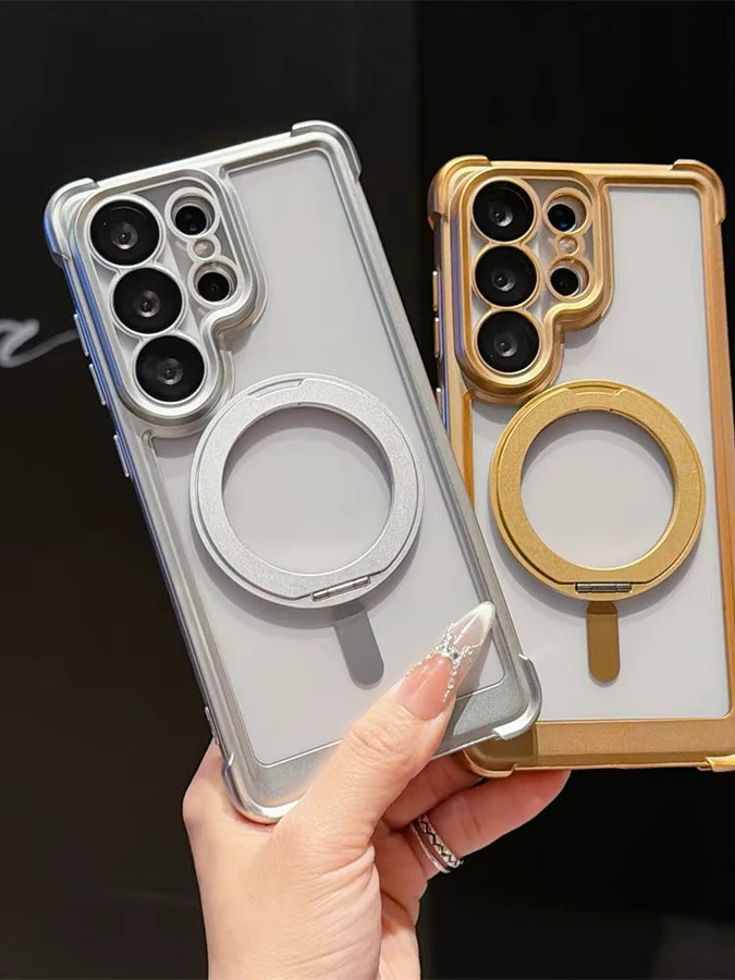 Xeber MagSafe Handyhalterung aus Acryl mit Linsenschutzabdeckung für Samsung Galaxy S26 Ultra S25 Plus S24 FE S23 in Gold - Bild 3