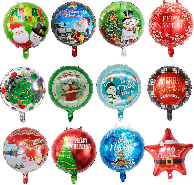 10er Set YAYB Frohe Weihnachten Aluminiumfolienballons in Mehrfarbig für Weihnachts- und Silvesterpartys, Durchmesser: 45,72 cm - Bild 1