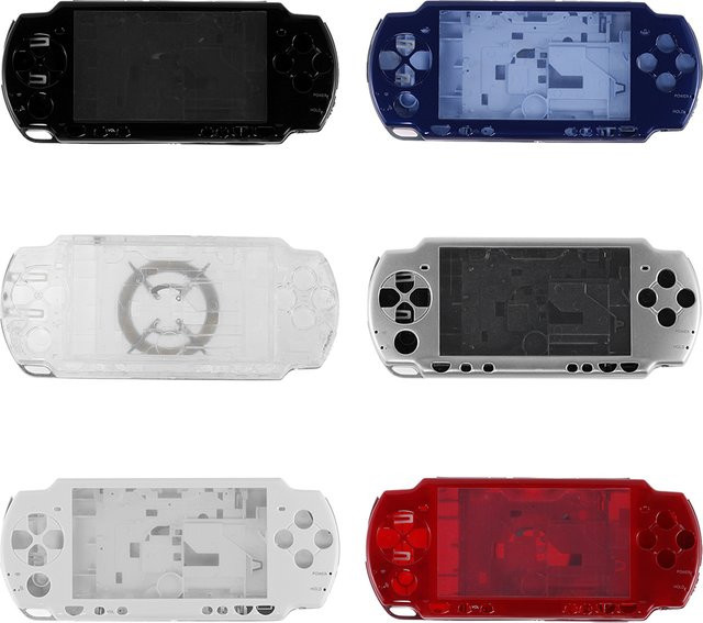 APWIKOGER Ersatzgehäuse-Set für PSP2000 Spielkonsole in Transparent mit Tasten-Kit im Retro-Design - Bild 1