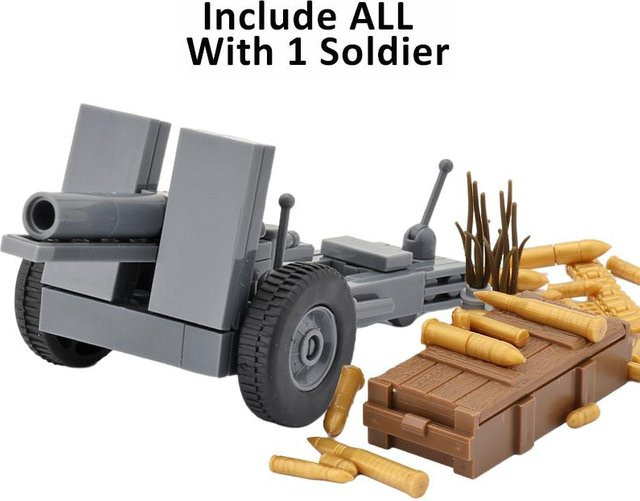 Yiran toy WK2 Deutschland Militärwaffen Bausteine, Armee Soldat Figur, Panzerabwehrkanone, Kanone, ab 14 Jahren - Bild 1