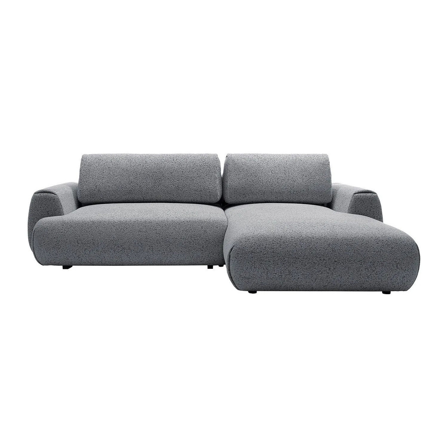 Vente-unique Schlafsofa Monelia in Grau, L-Form mit Schlaffunktion und meliertem Stoff, Breite: 270 cm - Bild 2