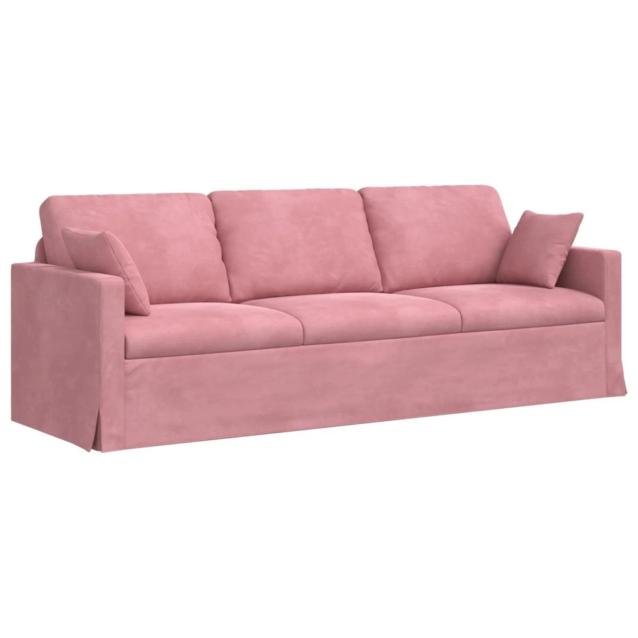 vidaXL Sofa in Rosa aus Samt mit Metallrahmen B/T/H: 228 x 78 x 80 cm - Bild 2