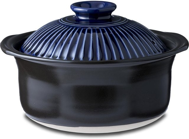 Ginpo Touki Banko-Geschirr Chrysanthemen-Reis-Schale aus Ton in Grau und Lapislazuli - Bild 1