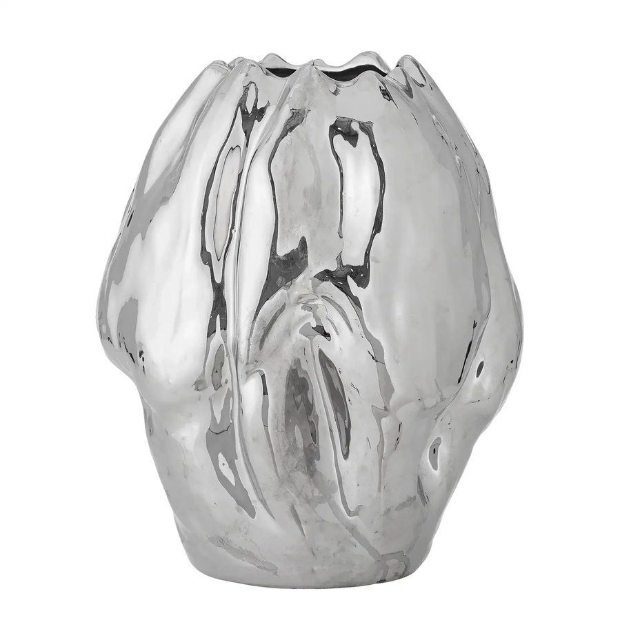 Bloomingville Keramikvase Bobby in Silber mit organischer Form, Höhe: 29,0 cm - Bild 1