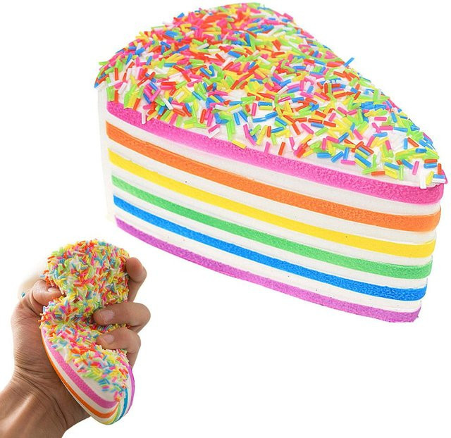 Regenbogen Dreieck Kuchen Squishy Spielzeug, pink - Bild 1