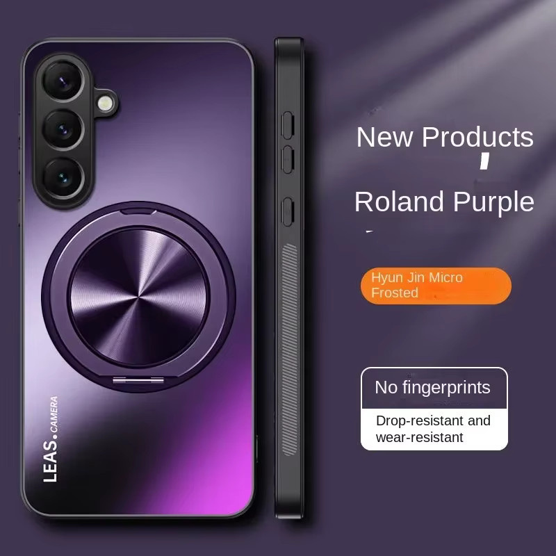 Magnetische Silikon Schutzhülle mit 360 Grad drehbarem Ring für Samsung Galaxy S25 Ultra Plus FE, S24, A55, A06 in Purple mit matter Oberfläche - Bild 2