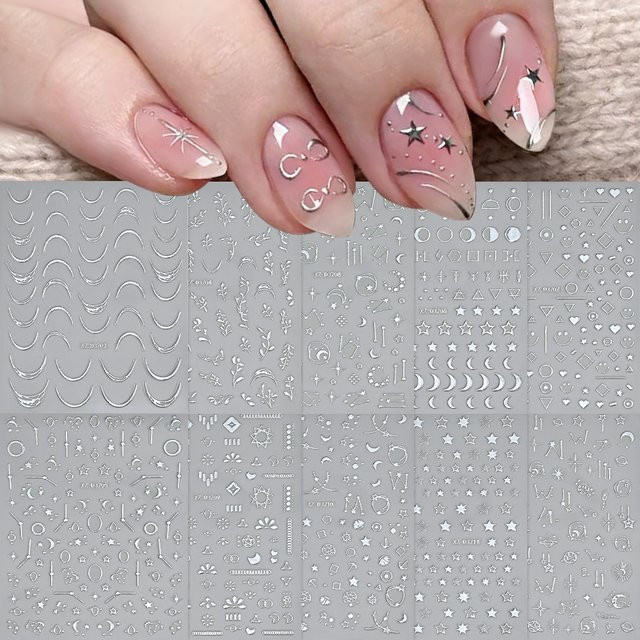MAFANAILS Nagelaufkleber, Silber, Metallic, Damen - Bild 1
