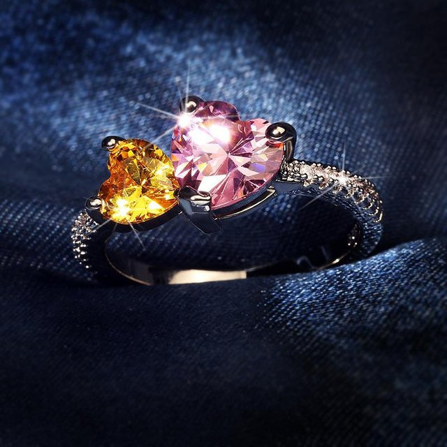 Ring Damen, Roségold, Zirkonia, Herz, Wassertropfen - Bild 1