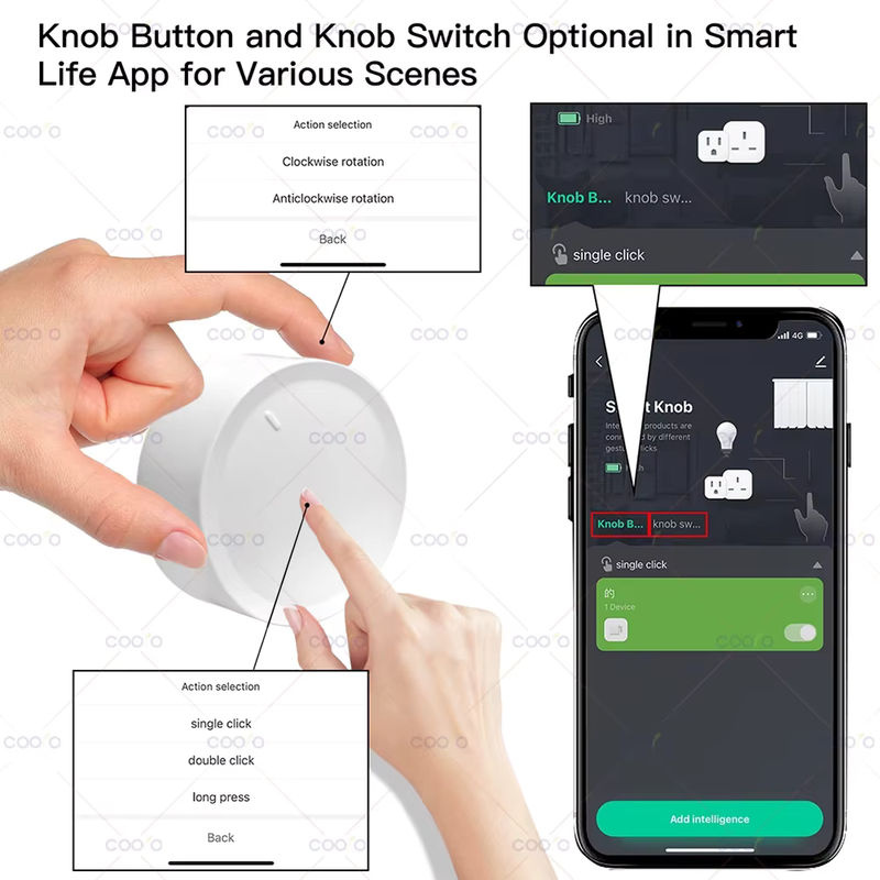 Tuya ZigBee Smart Knob Schalter von Coolo, drehbarer Dimmer und drahtlose Szene-Taste in Weiß zur Automatisierung deiner Haushaltsgeräte - Bild 4