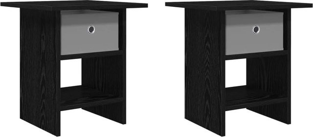 vidaXL Nachttisch Set 2 Stück in Schwarz und Eichen-Optik, modern, B/T/H: 41 x 40 x 45 cm - Bild 1