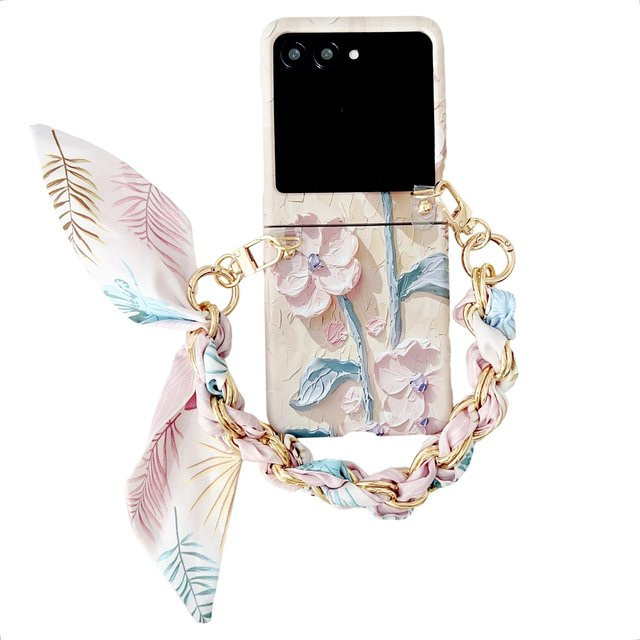 Stoßfeste Handyhülle für Motorola Razr 50 und Razr 60 mit Blumenmuster, geprägter Oberfläche und Handgelenkschlaufe, Multicolor - Bild 1