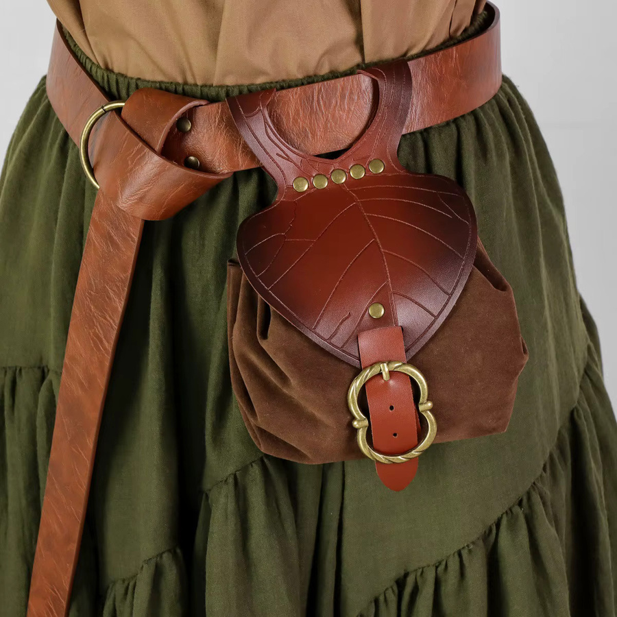 Mittelalterliches LARP-Kostümset, Vintage-Gürtel, Glasflasche, Hüfttasche, Rockclip, Unisex - Bild 1