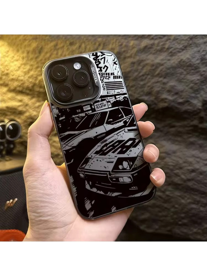 Modische iPhone Schutzhülle mit Silber Galvanisierung und Auto-Druck für iPhone 16 15 14 13 12 11 Pro Max und weitere Modelle, Farbe: Silber/Schwarz - Bild 5