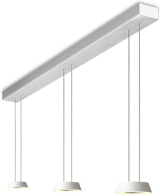 Oligo Glance 3-flammige LED-Pendelleuchte in Weiß matt mit gebürstetem Aluminium und unsichtbarer Höhenverstellung - Bild 1