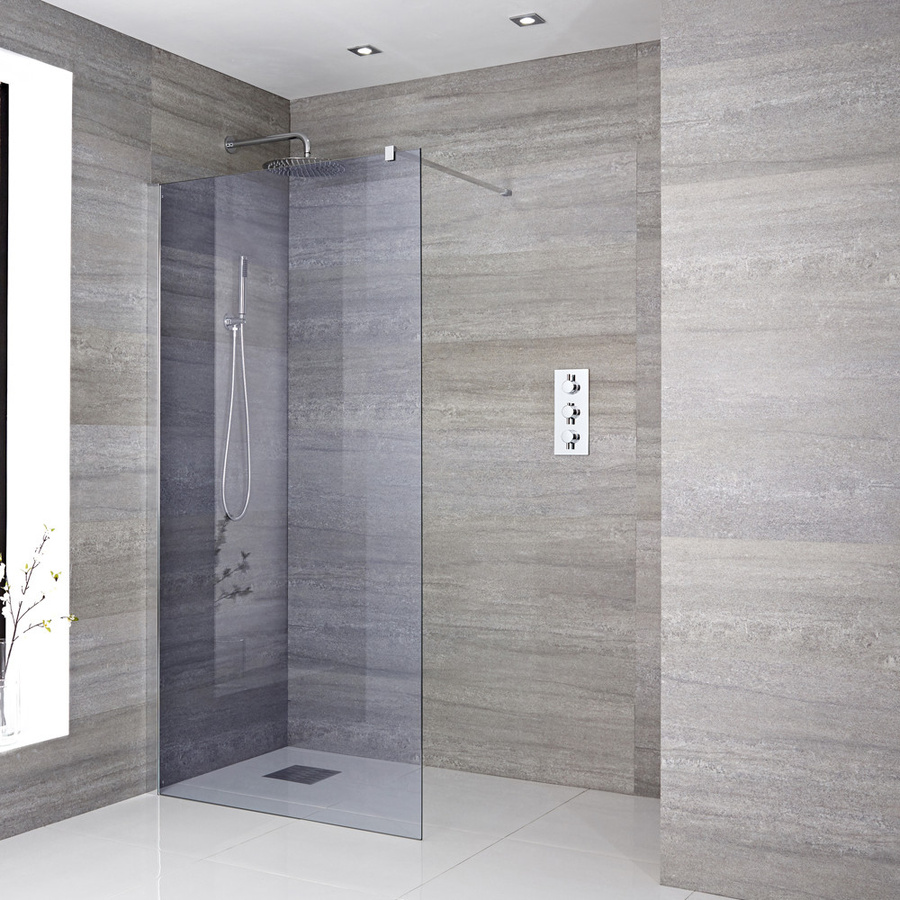 Hudson Reed Walk-In Duschwand Portland-Luna in Grau mit Chrom-Profil, Höhe: 195 cm - Bild 1