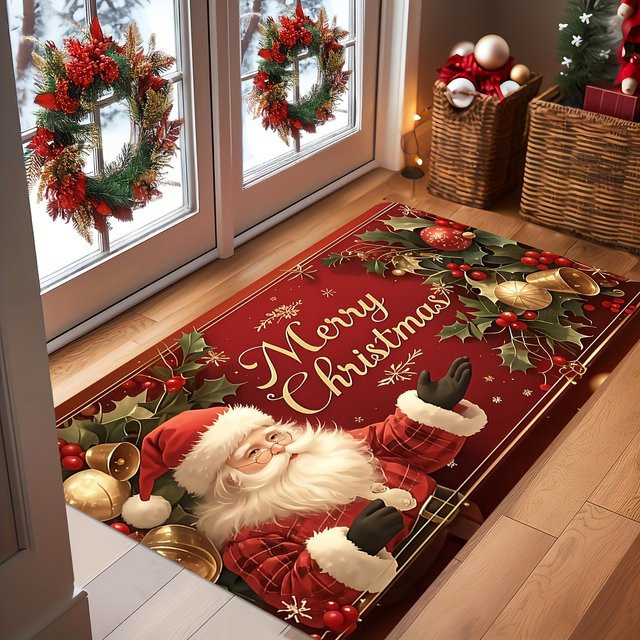 DUTRIEUX Weihnachtliche Willkommen Matte mit Santa Claus Motiv, Rot, B/T: 60 x 40 cm, Waschbar - Bild 1