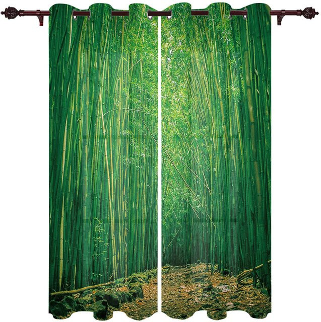 Grüner Bambus-Fenstervorhang von Super Six, semi-transparent, B: 135 cm, H: 135 cm - Bild 1