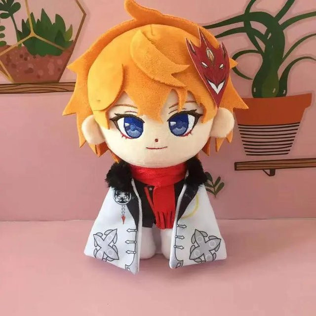 Genshin Impact Tartaglia Cosplay Plüschpuppe, mit Winterumhang, 20cm - Bild 1