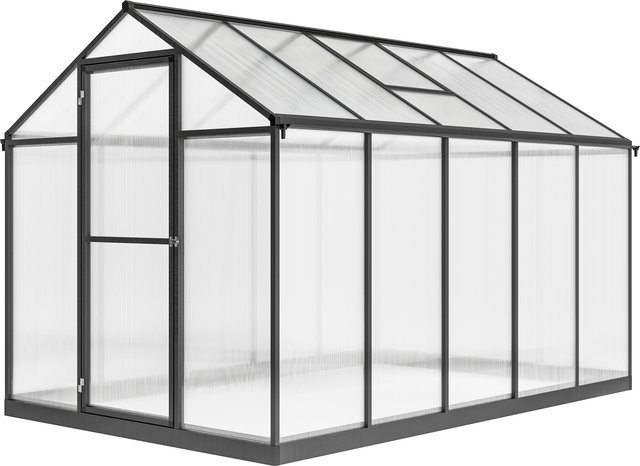 Outsunny Aluminium-Polycarbonat-Gewächshaus in Transparent mit einstellbaren Dachfenstern und einflügeliger Tür, B/T/H: 303 x 183 x 195 cm - Bild 1