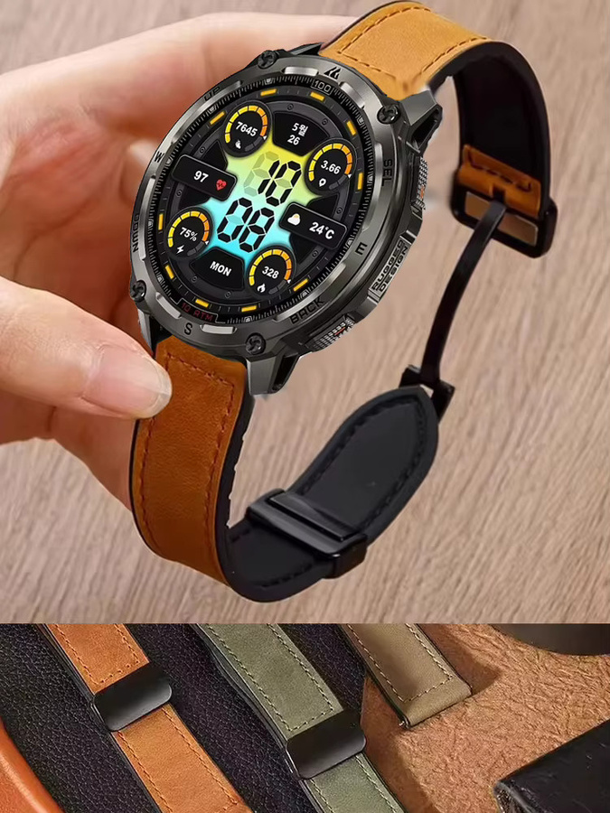 KOSPET Uhrenarmband, Silikon und Leder, 22 mm, Unisex - Bild 4