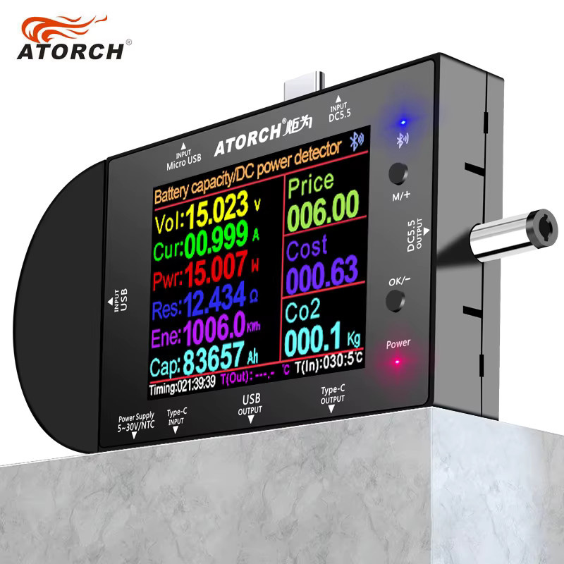 ATORCH UD24 Digitaler USB-Tester 2,4-Zoll Voltmeter und Amperemeter für DC5,5 und Typ-C in Schwarz - Bild 6