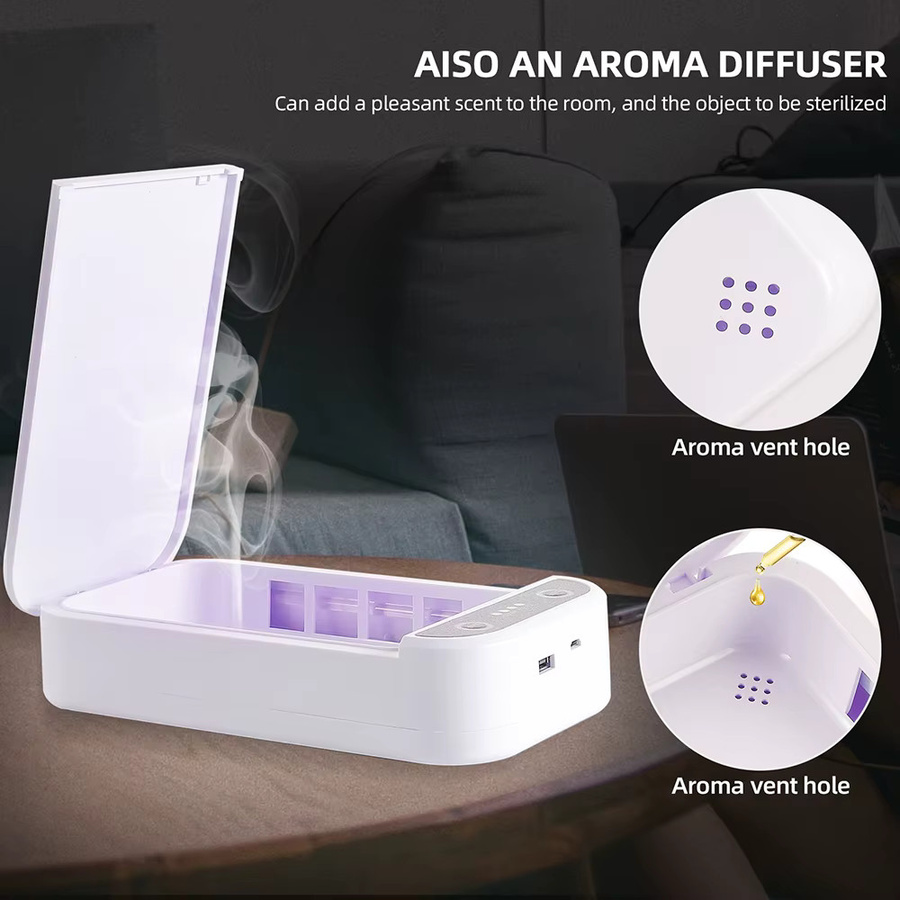 Elektrische UV-Sterilisator Aromatherapie Box mit drahtlosem Ladegerät zur Desinfektion in Weiß - Bild 3