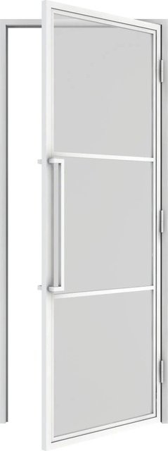 inova Loft Glastür Komplettset in Weiß mit Klarglas, 3 Felder, DIN Rechts, inkl. Zarge und Griffstange, B: 83,4 cm, H: 197,2 cm - Bild 1
