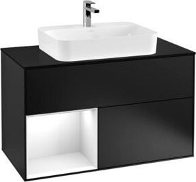 V&B Waschtischunterschrank Finion 100 Wandbeleuchtung in Weiß lackiert B/T/H: 100 x 50,1 x 50,1 cm - Bild 1