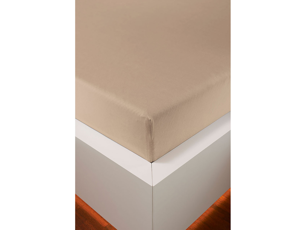 Hefel Edel-Jersey Spannleintuch aus Lyocell in Beige und Braun, B/T: 200 x 220 cm - Bild 1