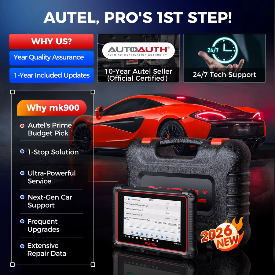 Autel MaxiCOM MK900 Diagnosetool in Schwarz: 8-Zoll bidirektionaler OBD2-Scanner mit CAN FD und DoIP für automatisches Diagnose-Upgrade - Bild 2