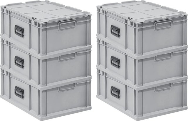 PROREGAL Spar Set 6x Eurobox Nextgen Portable Transportbehälter Grau, H x B x T: 23,5 x 40 x 60 cm, 44 Liter Stapelbehälter - Bild 1