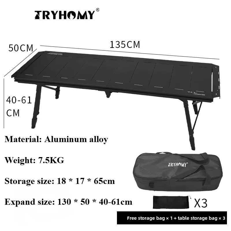 Tryhomy IGT Camping Tisch aus Aluminiumlegierung, klappbarer 5-Einheiten Tisch für Picknick und taktische Einsätze - Bild 2