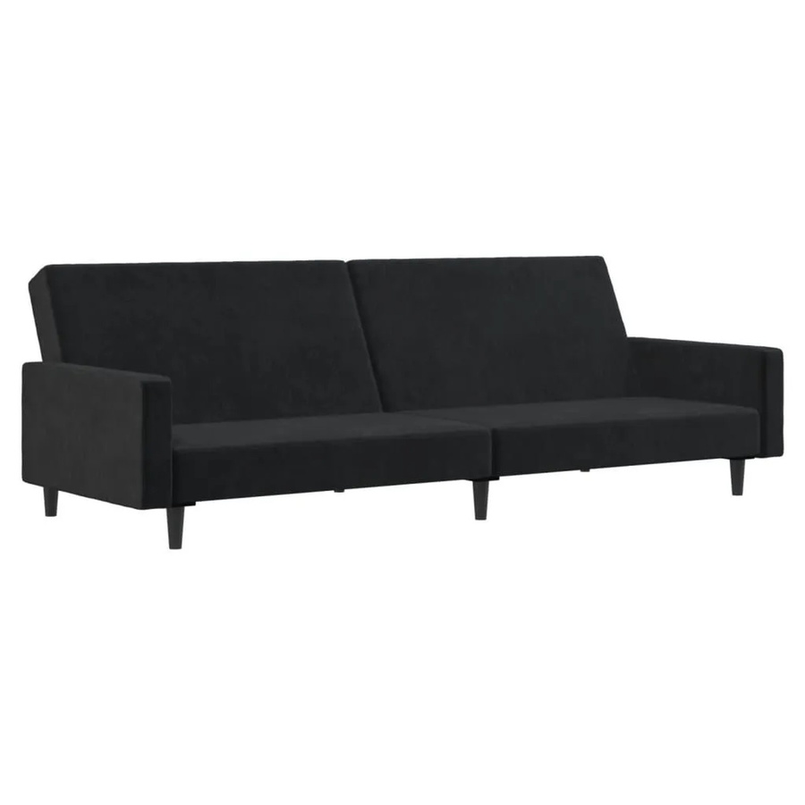vidaXL Schlafsofa 2-Sitzer Click-Clack in Schwarz aus Samt mit Massivholzrahmen - Bild 2