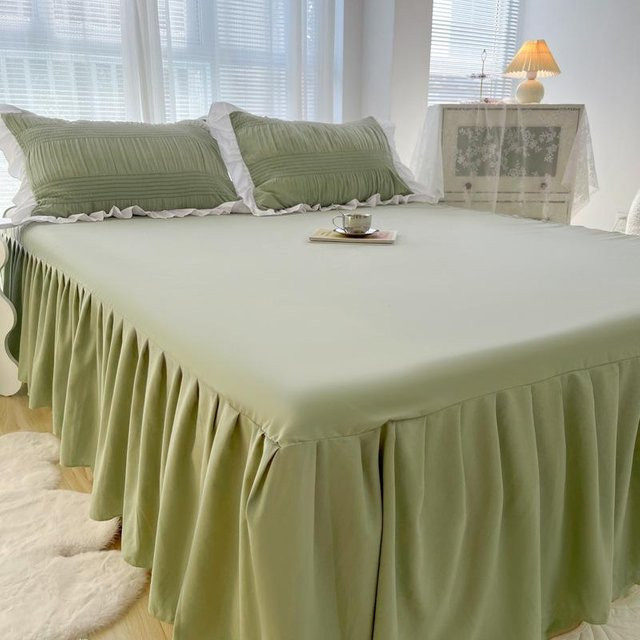 3-teiliges Bettwäsche-Set Get to bed in Grün mit Spannbettlaken und Kissenbezügen für Frühling und Sommer, B/T: 180 x 200 cm - Bild 1