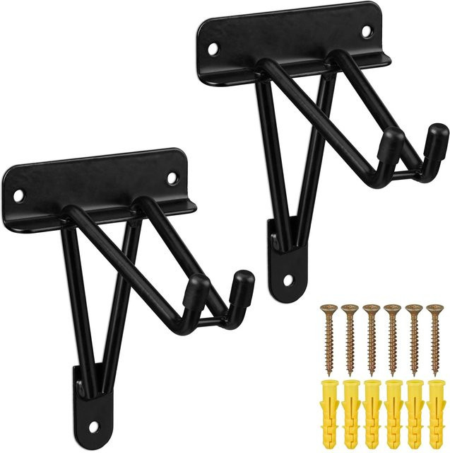 Relaxdays Doppelhaken 2er Set aus Eisen in Schwarz B: 17,5 cm, T: 12 cm, H: 15,5 cm - Bild 1