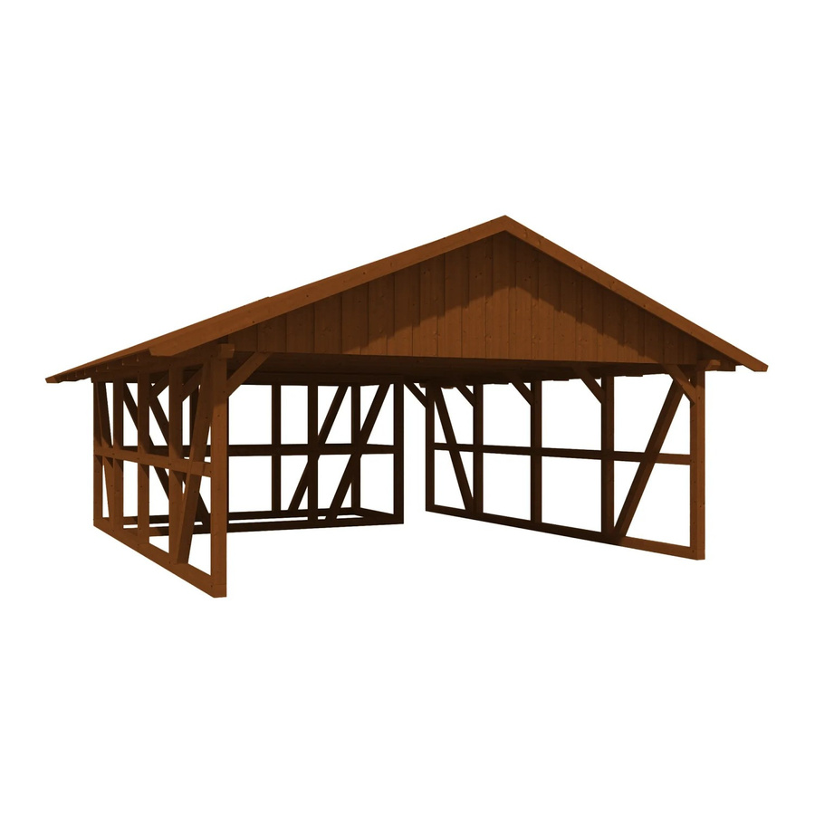 Skan Holz Carport Schwarzwald aus Fichtenholz mit Dachschalung, Abstellraum und Dachschindeln in Nussbaum Braun, B/T/H: 684 x 772 cm - Bild 2