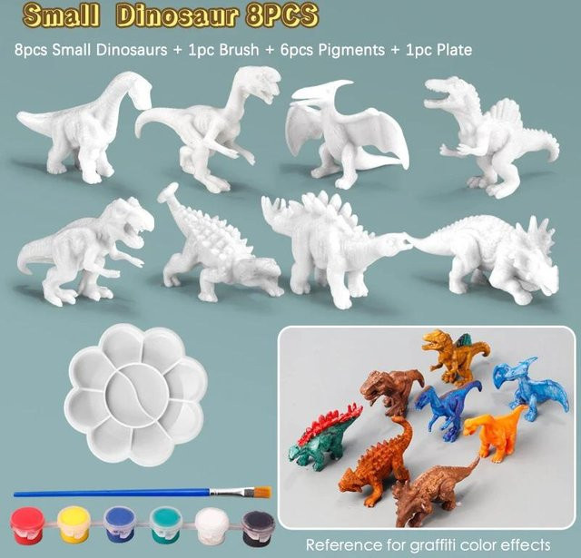 Airun Dinosaurier Bemalte Graffiti Weiße Rohlinge Pädagogisches Spielzeug 6-8-teiliges Set - Bild 1