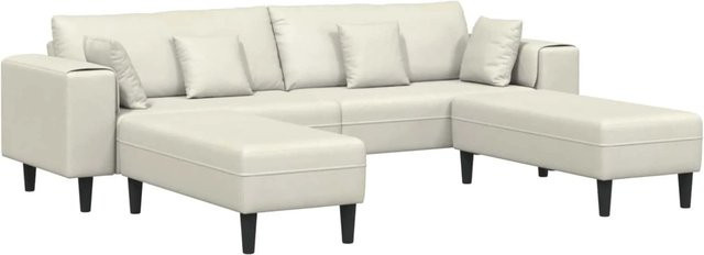 vidaXL Sofa 3-teilig aus Samt mit Kissen in Creme/Beige/Weiß für dein Wohnzimmer - Bild 1