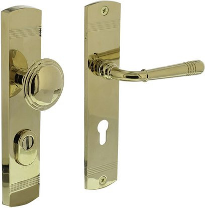 Intersteel Schutzbeschlag Helena Kernziehschutz PZ 72 mm Griff/Drücker in Zink Matt Silber/Gold - Bild 1